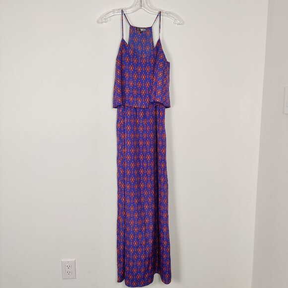 BeBop Women's Maxi Dress Size M Blue Red Tribal Pattern Summer Bohemian Hippie - Picture 1 of 9